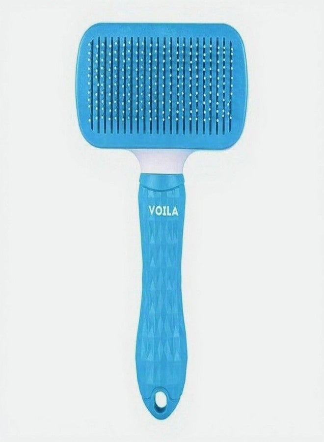 VOILA Pet Grooming Brush for Dogs & Cats, Shedding & Deshedding Tool, Detangling Comb for Long & Short Hair, Easy-to-Clean Hair Remover for Small, Medium, Large Pets, (Pack of 1) Blue - Image 1
